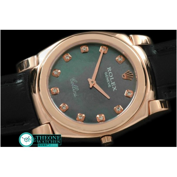 Rolex - Cellini RG/LE MOP Green Diam Swiss Quartz