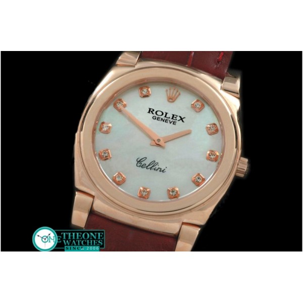 Rolex - Cellini RG/LE MOP White Diam Swiss Quartz