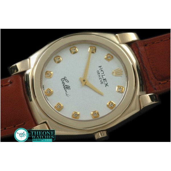 Rolex - Cellini YG/LE White Diam Swiss Quartz