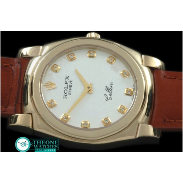 Rolex - Cellini YG/LE White Diam Swiss Quartz