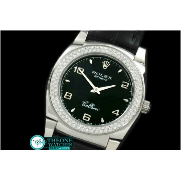 Rolex - Ladies Cellini SS/LE/Diam Black Num Swiss Quartz