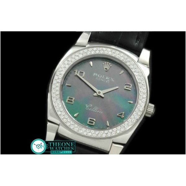 Rolex - Ladies Cellini SS/LE/Diam MOP Green Num Swiss Qtz