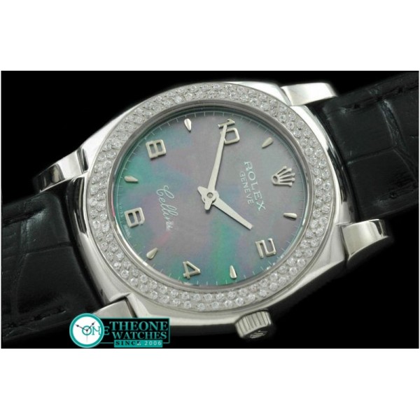 Rolex - Ladies Cellini SS/LE/Diam MOP Green Num Swiss Qtz