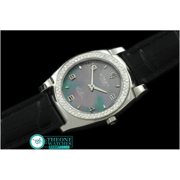 Rolex - Ladies Cellini SS/LE/Diam MOP Green Num Swiss Qtz