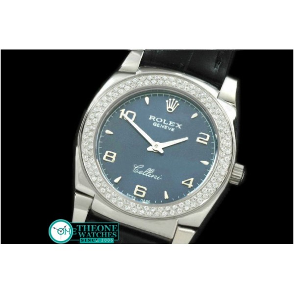 Rolex - Ladies Cellini SS/LE/Diam Blue Num Swiss Quartz