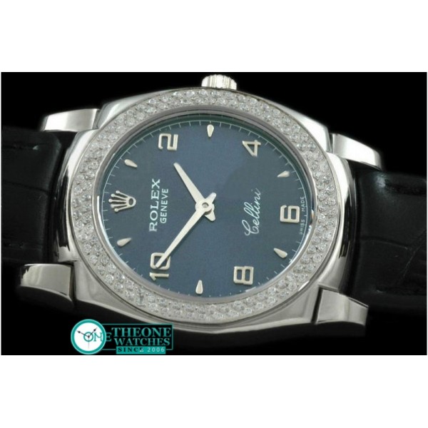 Rolex - Ladies Cellini SS/LE/Diam Blue Num Swiss Quartz