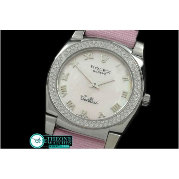 Rolex - Ladies Cellini SS/LE/Diam MOP Pink Num Swiss Quartz