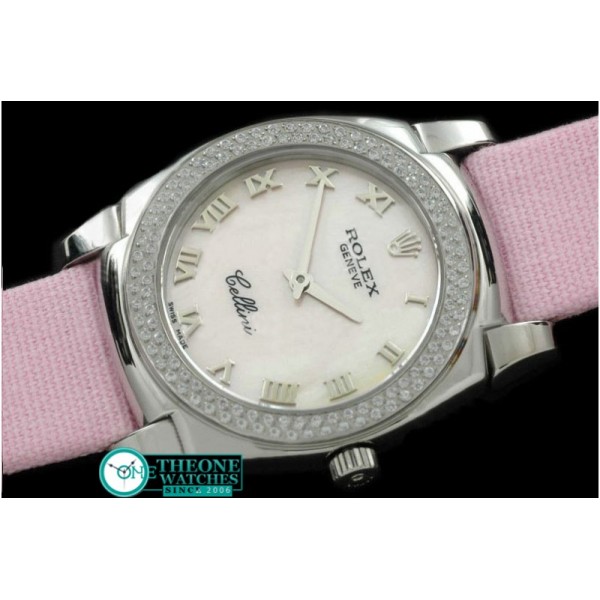 Rolex - Ladies Cellini SS/LE/Diam MOP Pink Num Swiss Quartz