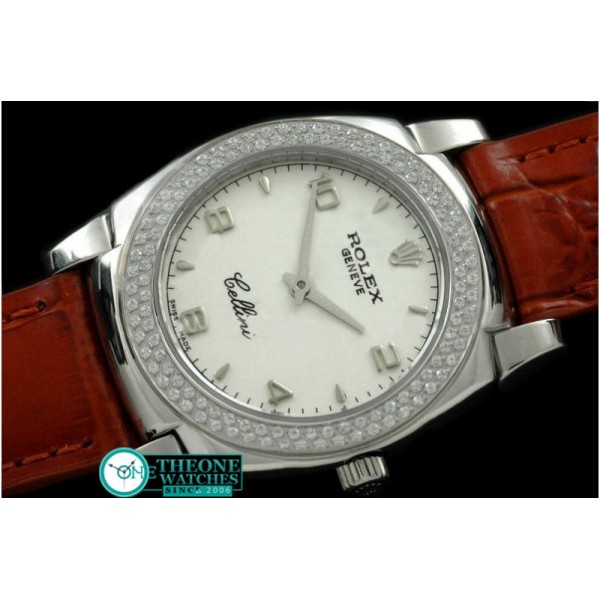 Rolex - Ladies Cellini SS/LE/Diam White Num Swiss Quartz