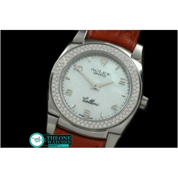 Rolex - Ladies Cellini SS/LE/Diam MOP White Num Swiss Qtz