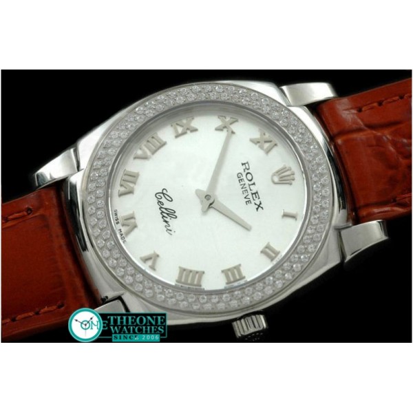 Rolex - Ladies Cellini SS/LE/Diam White Roman Swiss Qtz