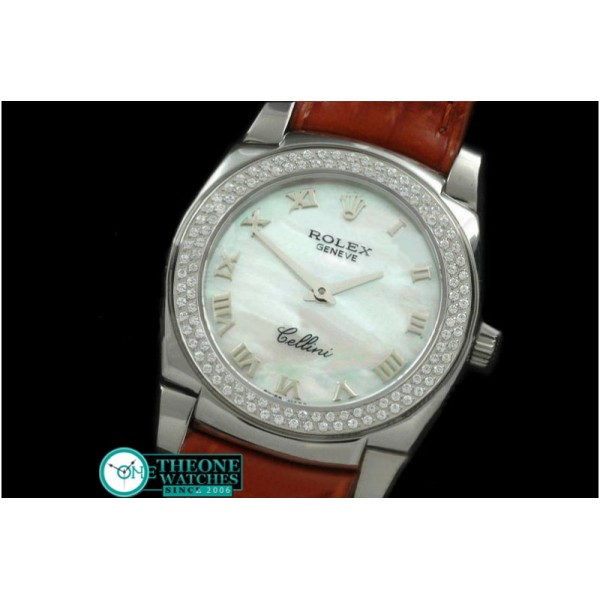 Rolex - Ladies Cellini SS/LE/Diam MOP White Num Swiss Qtz