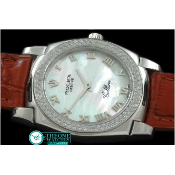 Rolex - Ladies Cellini SS/LE/Diam MOP White Num Swiss Qtz