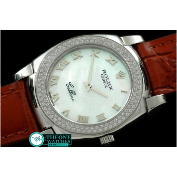 Rolex - Ladies Cellini SS/LE/Diam MOP White Num Swiss Qtz