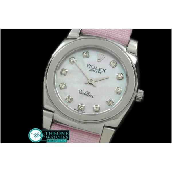 Rolex - Ladies Mini Cellini SS/LE MOP White Diam Swiss Qtz