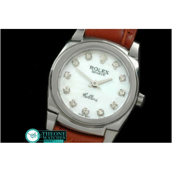 Rolex - Ladies Mini Cellini SS/LE MOP White Diam Swiss Qtz