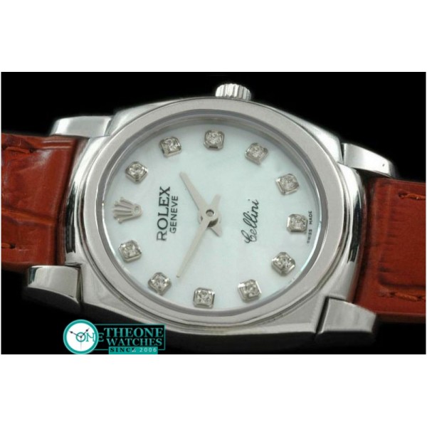 Rolex - Ladies Mini Cellini SS/LE MOP White Diam Swiss Qtz