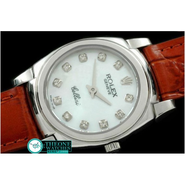 Rolex - Ladies Mini Cellini SS/LE MOP White Diam Swiss Qtz