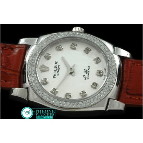 Rolex - Ladies Mini Cellini SS/LE MOP White Diam Swiss Qtz