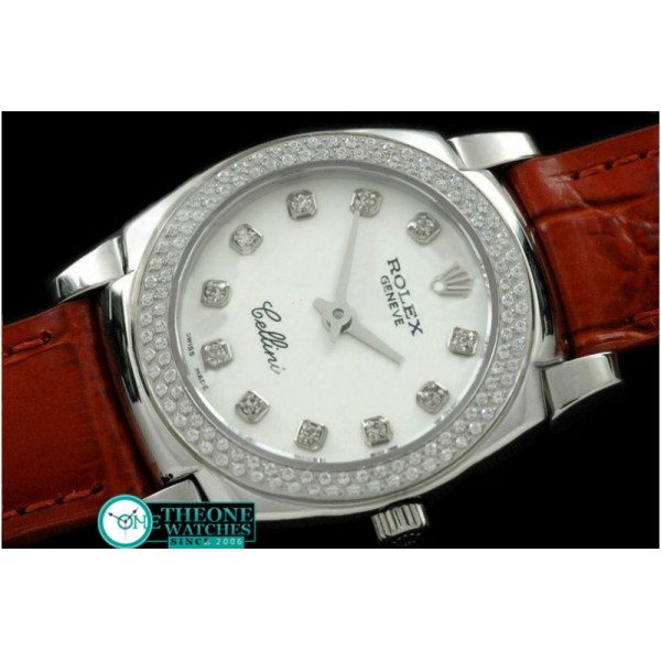 Rolex - Ladies Mini Cellini SS/LE MOP White Diam Swiss Qtz