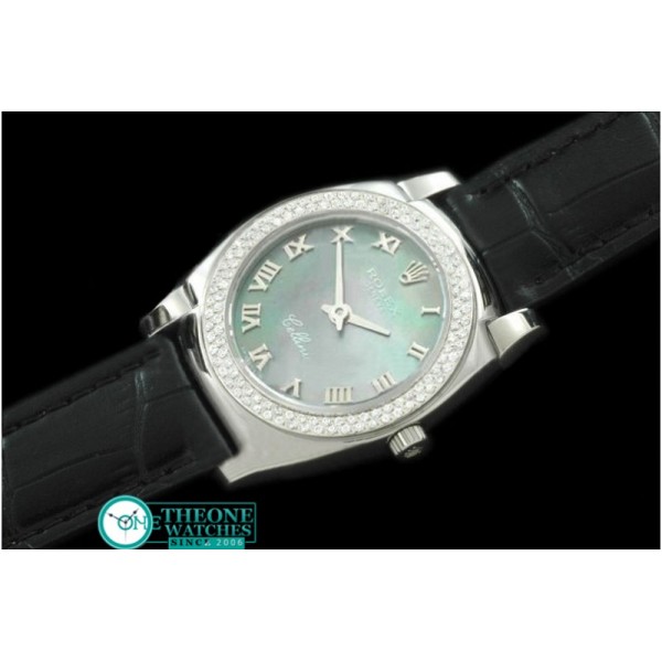 Rolex - Ladies Mini Cellini SS/LE MOP Green Roman Swiss Qtz