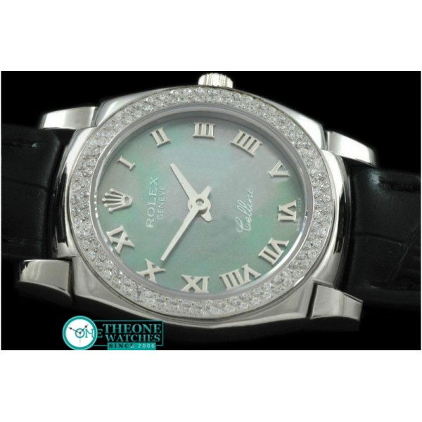 Rolex - Ladies Mini Cellini SS/LE MOP Green Roman Swiss Qtz