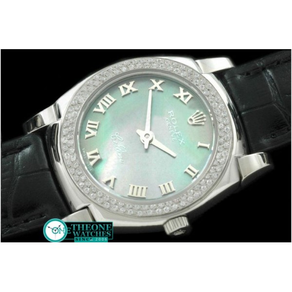 Rolex - Ladies Mini Cellini SS/LE MOP Green Roman Swiss Qtz