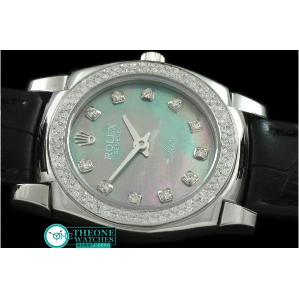 Rolex - Ladies Mini Cellini SS/LE MOP Green Diam Swiss Qtz