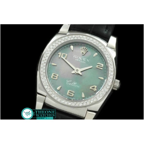 Rolex - Ladies Mini Cellini SS/LE MOP Green Num Swiss Qtz