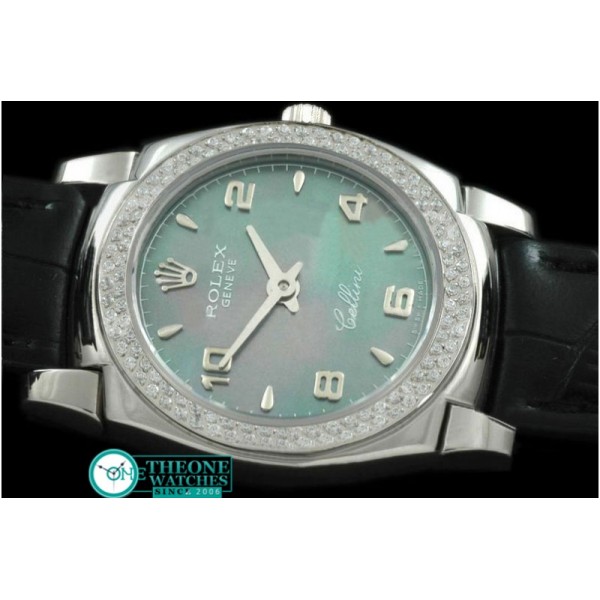 Rolex - Ladies Mini Cellini SS/LE MOP Green Num Swiss Qtz