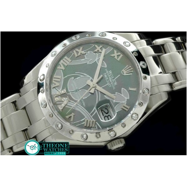 Rolex - 2011 Flora Oyster/Diam SS Matt Green Swiss Eta 2836-2