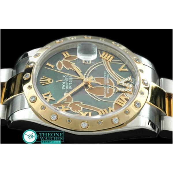 Rolex - 2011 Flora Oyster/Diam SS/YG M-Green Swiss Eta 2836-2