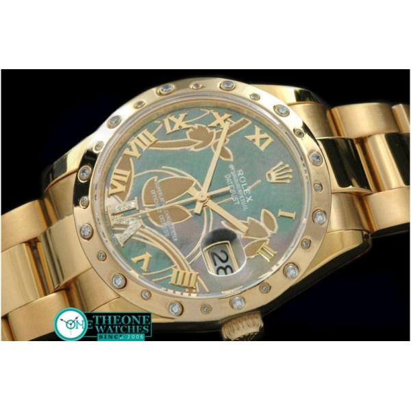 Rolex - 2011 Flora Oyster/Diam YG M-Green Swiss Eta 2836-2