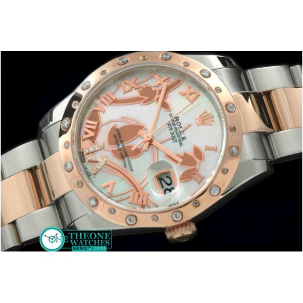 Rolex - 2011 Flora Oyster/Diam SS/RG P-White Swiss Eta 2836-2