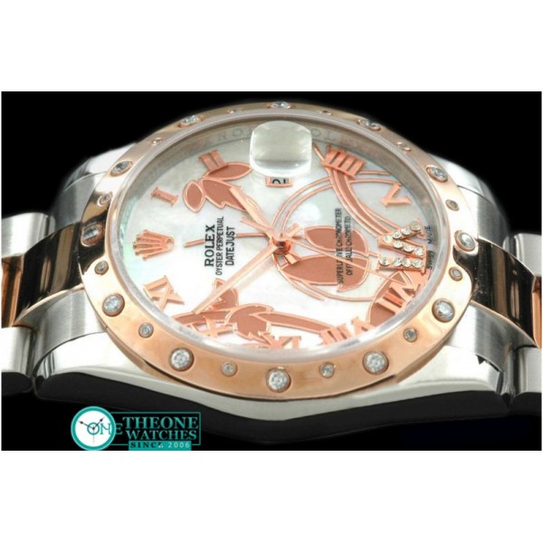 Rolex - 2011 Flora Oyster/Diam SS/RG P-White Swiss Eta 2836-2