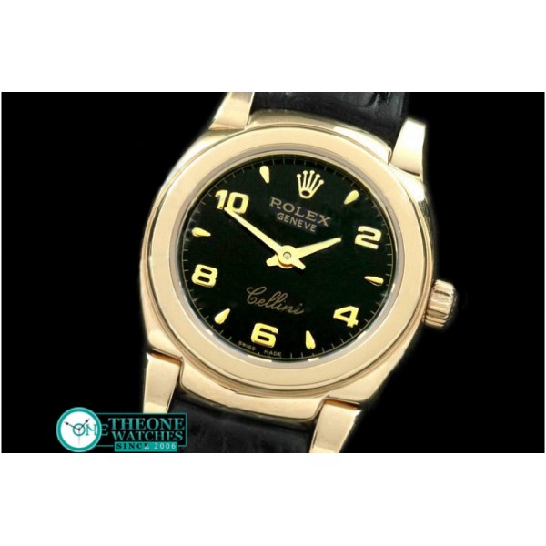 Rolex - Ladies Mini Cellini YG/LE Black Num Swiss Qtz