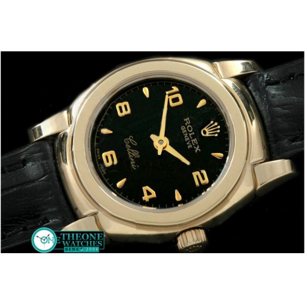 Rolex - Ladies Mini Cellini YG/LE Black Num Swiss Qtz