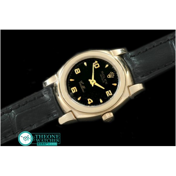 Rolex - Ladies Mini Cellini YG/LE Black Num Swiss Qtz