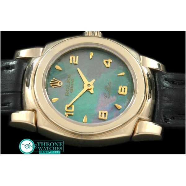 Rolex - Ladies Mini Cellini YG/LE MOP Green Num Swiss Qtz