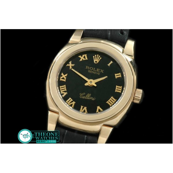 Rolex - Ladies Mini Cellini YG/LE Black Roman Swiss Qtz