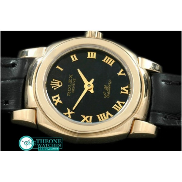 Rolex - Ladies Mini Cellini YG/LE Black Roman Swiss Qtz