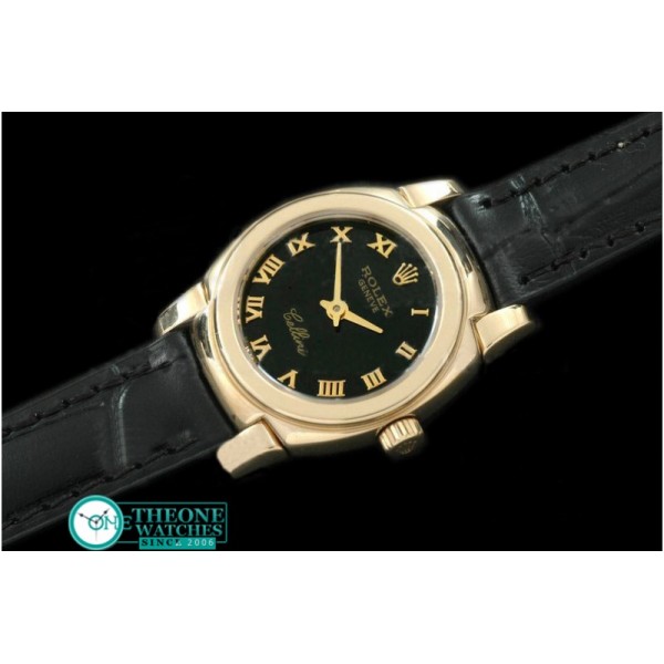 Rolex - Ladies Mini Cellini YG/LE Black Roman Swiss Qtz