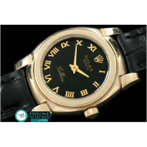 Rolex - Ladies Mini Cellini YG/LE Black Roman Swiss Qtz