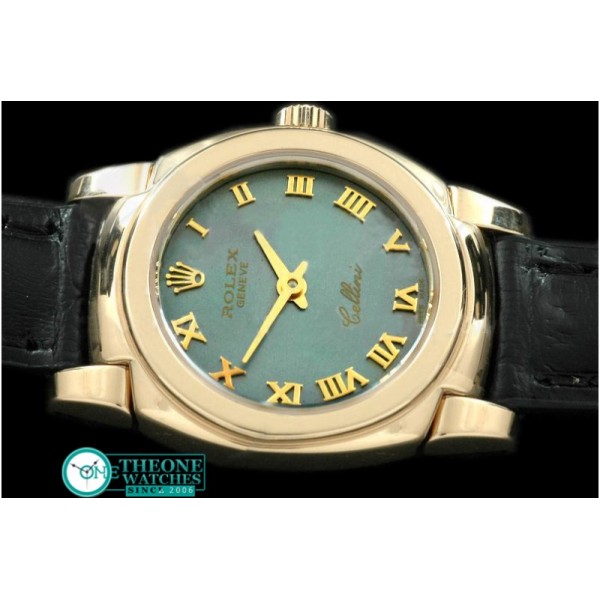 Rolex - Ladies Mini Cellini YG/LE MOP Green Roman Swiss Qtz