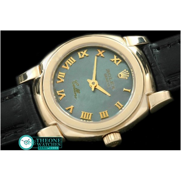 Rolex - Ladies Mini Cellini YG/LE MOP Green Roman Swiss Qtz