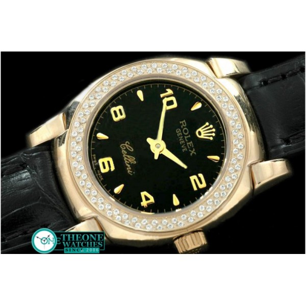 Rolex - Ladies Mini Cellini YG/LE Black Num Swiss Qtz