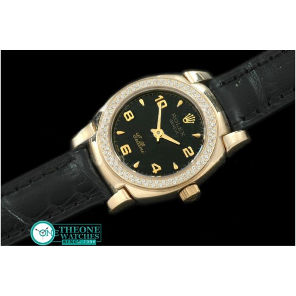 Rolex - Ladies Mini Cellini YG/LE Black Num Swiss Qtz