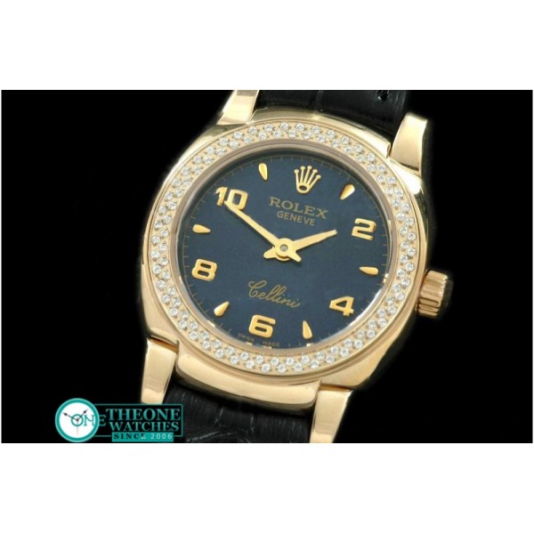 Rolex - Ladies Mini Cellini YG/LE Blue Num Swiss Qtz