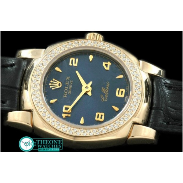 Rolex - Ladies Mini Cellini YG/LE Blue Num Swiss Qtz