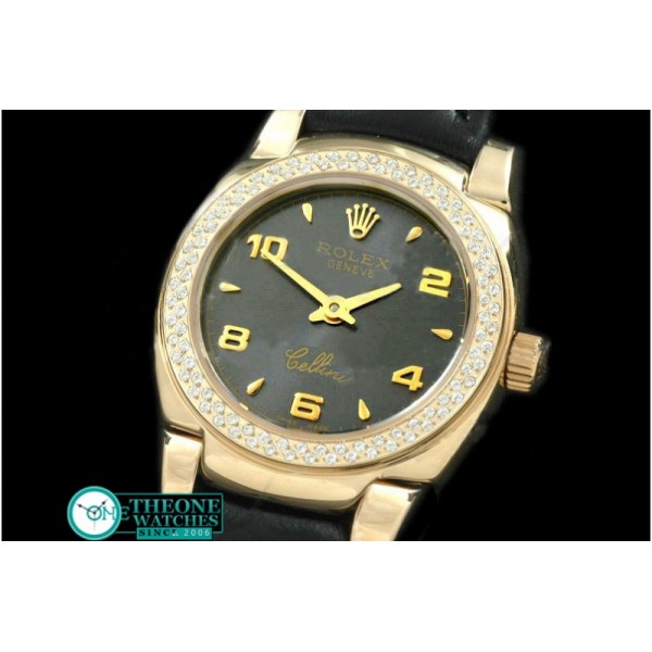 Rolex - Ladies Mini Cellini YG/LE MOP Black Num Swiss Qtz